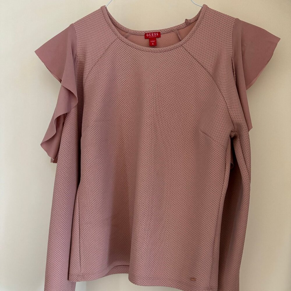 Guess Cold Shoulder Light Baby Pink Blouse Size S